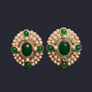 Elegant Green and Gold Earrings